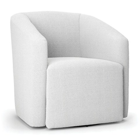 Poltrona Stella Max Bouclê Off White Base Giratória - D'Rossi