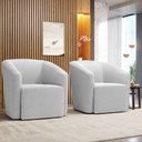 Ver imagem 4 de Poltrona Stella Max Bouclê Off White Base Giratória - D'Rossi