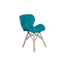 Ver imagem 2 de Kit 4 Cadeiras Charles Eames Eiffel Slim Wood Estofada - Turquesa