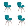 Kit 4 Cadeiras Charles Eames Eiffel Slim Wood Estofada - Turquesa - 1