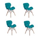 Ver imagem 1 de Kit 4 Cadeiras Charles Eames Eiffel Slim Wood Estofada - Turquesa