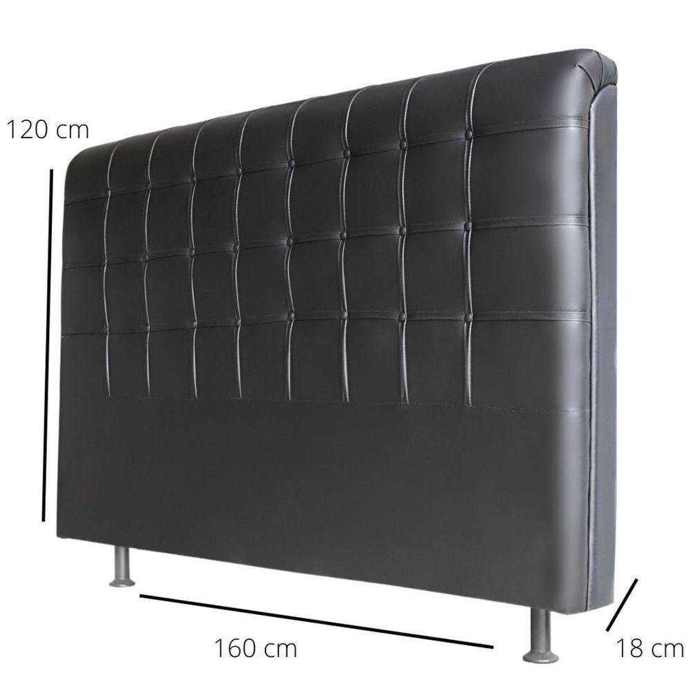 Cabeceira Estofada Cama Box Queen 160cm Alice Corino Preto - 2