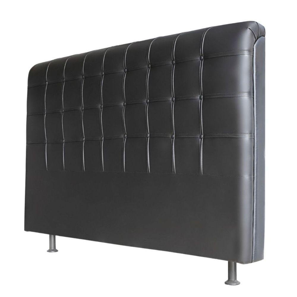 Cabeceira Estofada Cama Box Queen 160cm Alice Corino Preto - 1