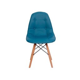 Cadeira Dkr Charles Eames Wood Estofada Botonê - Turquesa - 2