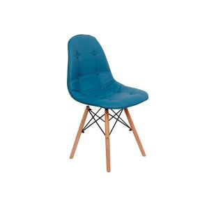 Cadeira Dkr Charles Eames Wood Estofada Botonê - Turquesa