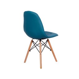 Cadeira Dkr Charles Eames Wood Estofada Botonê - Turquesa - 3