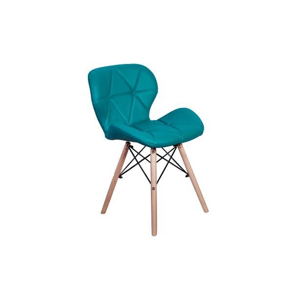 Cadeira Charles Eames Eiffel Slim Wood Estofada - Turquesa
