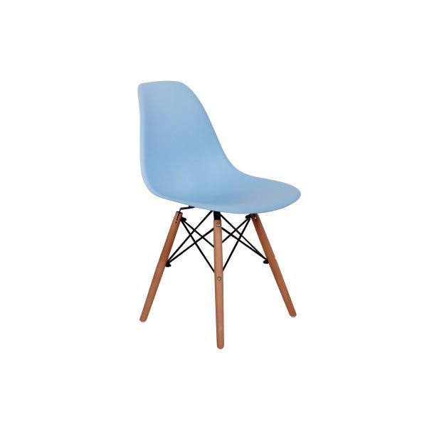 Kit 4 Cadeiras Charles Eames Eiffel Wood Base Madeira - Azul Claro - 2