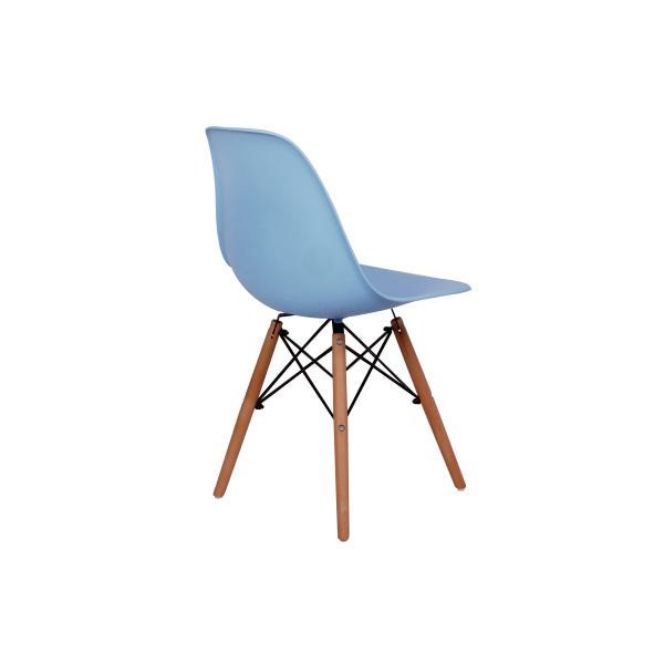 Kit 4 Cadeiras Charles Eames Eiffel Wood Base Madeira - Azul Claro - 3