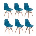Ver imagem 1 de Kit 6 Cadeiras Dkr Charles Eames Wood Estofada Botonê - Turquesa