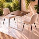 Ver imagem 2 de Mesa de Jantar Reforçada Industrial 70x70cm Tampo Marrom Pés Branco
