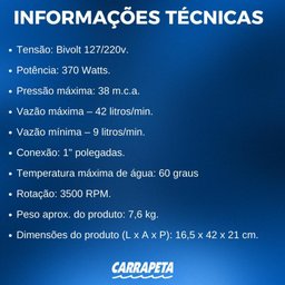 Pressurizador de Água Komeco Automático Tp 825 G3 Bivolt - 6