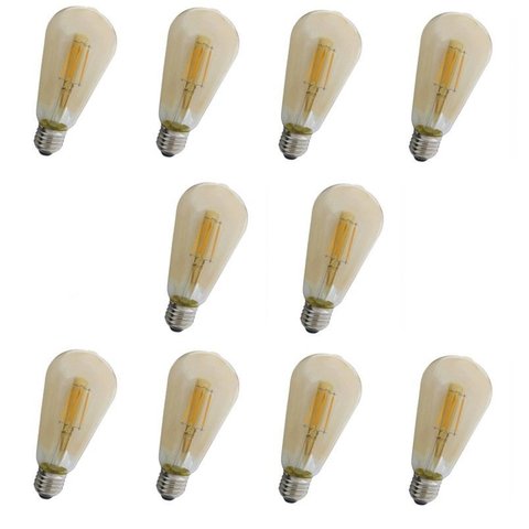 Kit Lâmpada Filamento Led St64 4w 2400k 400lm-nordecor (c/10)