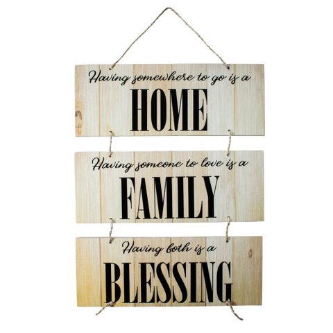Placa Decorativa Frases Home Family Com Corda 70x40 Cm
