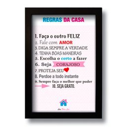 Quadro Decorativo Frase Regras da Casa 33x43 cm - 1