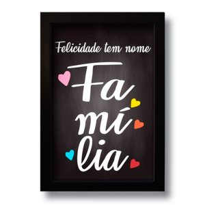 Quadro Decorativo Frase Família Para Sala Quarto 33x43 cm