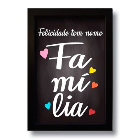 Quadro Decorativo Frase Família Para Sala Quarto 33x43 cm