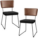 Ver imagem 1 de Kit 02 Cadeiras Decorativas Sala De Jantar Allana L02 Couríssimo Marrom Linho Chumbo - Lyam Decor