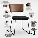 Ver imagem 4 de Kit 02 Cadeiras Decorativas Sala De Jantar Allana L02 Couríssimo Marrom Linho Chumbo - Lyam Decor
