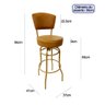 Banqueta Bar Bancada Média Altura 65cm Cor Dourado Fosco Giratória Encosto Estofado Assento Cor Cara - 4