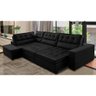 Sofá de Canto Retrátil e Reclinável com Molas LE 3,00x2,00m Viviane Suede Preto Madelina Decor - 1