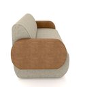 Ver imagem 5 de Sofá Decorativo Living Sala de Estar Bornéu 148cm Pés de Madeira Pu/linho Caramelo/bege Escuro G33 -