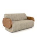 Ver imagem 2 de Sofá Decorativo Living Sala de Estar Bornéu 148cm Pés de Madeira Pu/linho Caramelo/bege Escuro G33 -