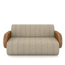 Ver imagem 4 de Sofá Decorativo Living Sala de Estar Bornéu 148cm Pés de Madeira Pu/linho Caramelo/bege Escuro G33 -