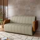 Ver imagem 1 de Sofá Decorativo Living Sala de Estar Bornéu 148cm Pés de Madeira Pu/linho Caramelo/bege Escuro G33 -