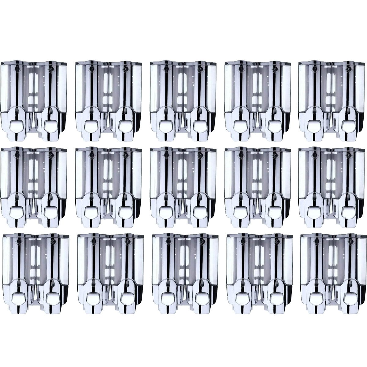 Dispenser Duplo Sabao Sabonete Kit 15 Uni Alcool Gel Shampoo Liquido Hotel Shopping - 1