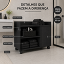 Ver imagem 5 de Gabinete Banheiro com Rodinhas 60cm MDP Porta Madeira 2 Nichos Preto