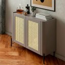 Ver imagem 1 de Buffet Mdf com Gaveta e Palha Natural L98,5 X A81,5cm Grigio/preto F830s