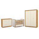 Ver imagem 1 de Dormitório Tutto New 4 Portas, Cômoda 1 Porta e Berço Off White/freijó com Capitonê - Matic Mó