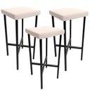 Ver imagem 1 de Kit 03 Banquetas Alta Bar Cozinha Sala de Jantar Preto Stella L02 Suede Bege - Lyam Decor