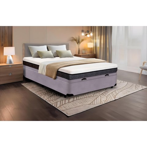 Cama Box Baú Casal Serenelife - Suede Cinza Escuro