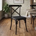 Ver imagem 2 de Cadeira de Jantar X em Aço com Assento Corano Preto para Sala Cozinha Moderna Reforçada - Preto