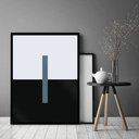 Ver imagem 2 de Quadro Decorativo Abstrato Azul Petróleo Minimalista-70x50cm:moldura Branca