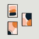 Ver imagem 1 de Kit 3 Quadros Abstratos Marrom com Preto 45x34cm - com vidro:Madeira preta