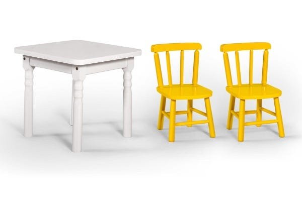 Conjunto Infantil 60x60 com 2 Cadeiras - Amarela - 1