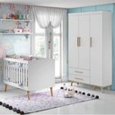 Ver imagem 2 de Berço Americano e Guarda Roupa Infantil Ludmila Branco Bétula com Colchão Gazin - Carolina