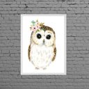 Ver imagem 1 de Quadro Decorativo Infantil Corujinha 45x34cm - com vidro:Madeira preta