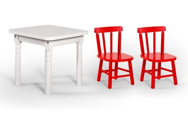Conjunto Infantil 60x60 com 2 Cadeiras - Vermelha - 1