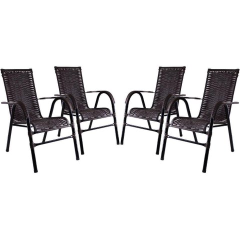 Conjunto Com 4 Cadeiras Bela - Tabaco Fibra Sintética