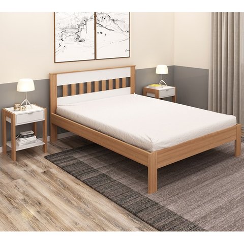 Cama Casalcm8007 e 2 Mesas de Cabeceira Az1016 Qt6 Amendoa Branco Tecno Mobili