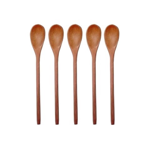 Kit 5 Peças Colher de Pau Madeira Modelos Mingau 27 Cm