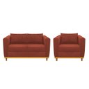 Ver imagem 1 de Kit Sofá 2 Lugares e Poltrona Europa Suede Terracota ADJ Decor
