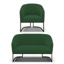 Ver imagem 1 de Sofá Namoradeira e Poltrona Base Industrial Preto Stella Veludo D03 - D'Rossi Cor Verde