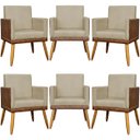 Ver imagem 1 de Kit 6 Poltronas Decorativas para Escritório Lis Corino e Suede Cores Pé 30cm