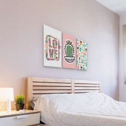 Conjunto Kit 3 Placas Quadros Decorativos Cacto Verde - 4