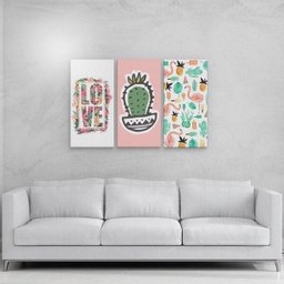 Conjunto Kit 3 Placas Quadros Decorativos Cacto Verde - 3